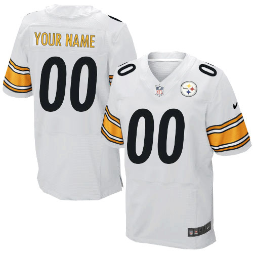 Nike New Pittsburgh Steelers Customized White Stitched Elite Men's NFL Jersey - Click Image to Close